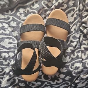 Black Strappy Sandals for Women